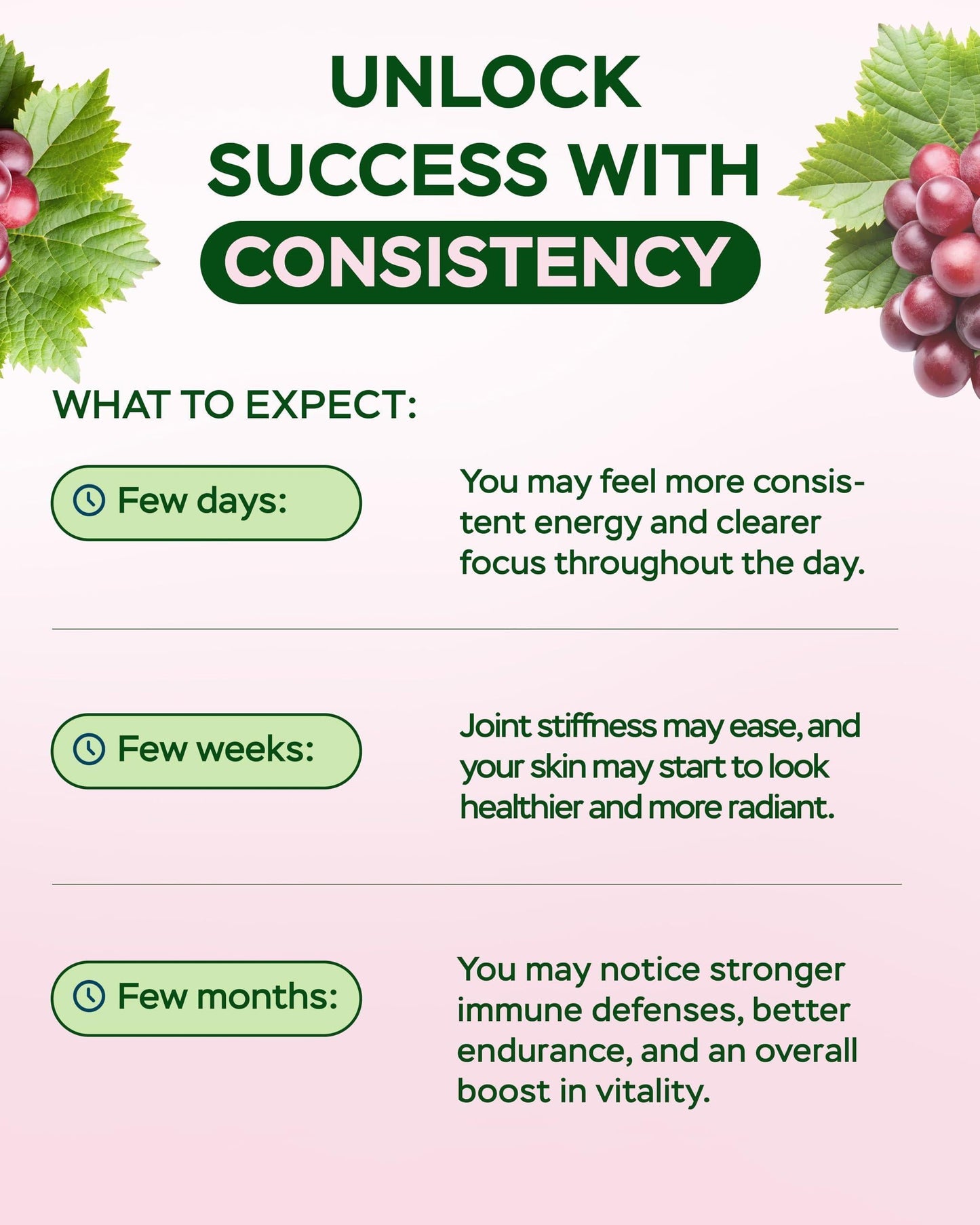 “Unlock success with consistency” guide with few days/weeks/months expectations