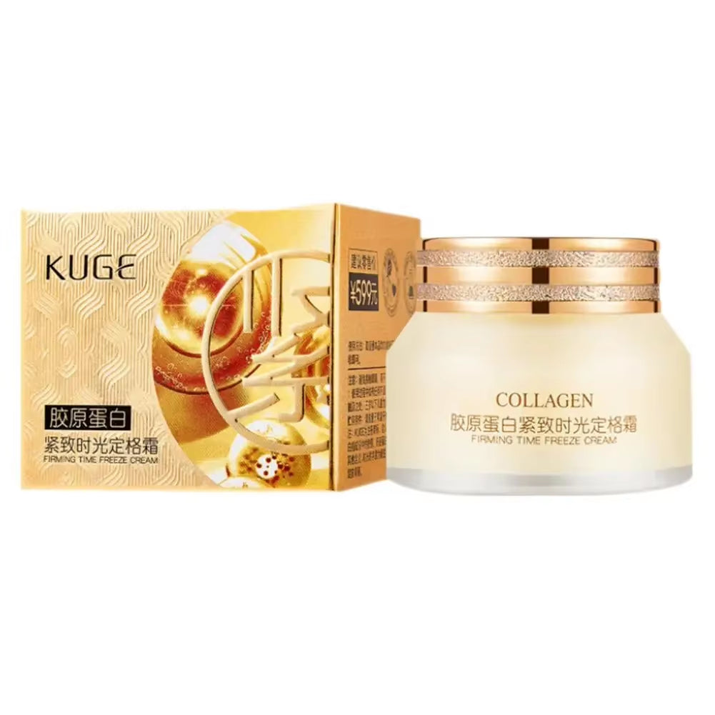 Collagen face cream jar with box, “COLLAGEN” label on the front.