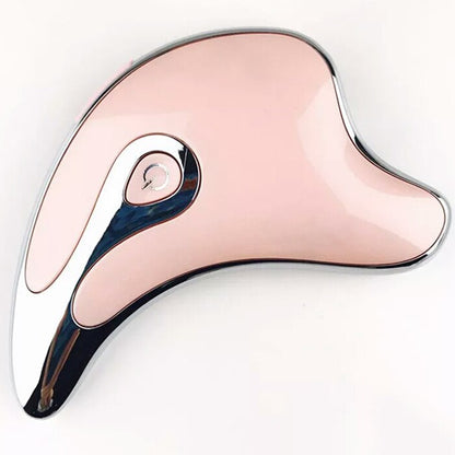 Pink electric facial massager gua sha tool with heart control button