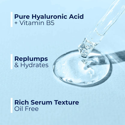 Hyaluronic acid plus vitamin B5 serum with clear droplet texture