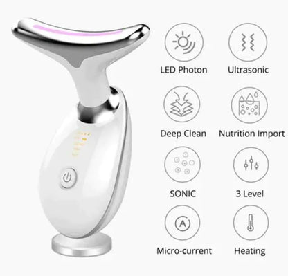Microcurrent-Gerät, weiß, Kopf mit violettem LED-Streifen und runder Ein/Aus-Taste