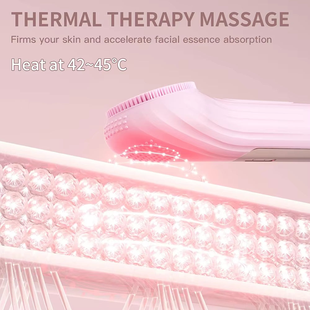 Pink silicone facial cleansing brush with raised circular bristles