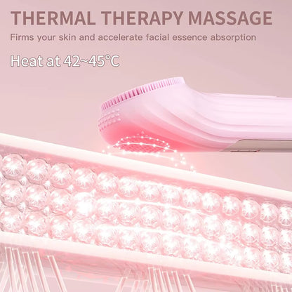 Pink silicone facial cleansing brush with raised circular bristles