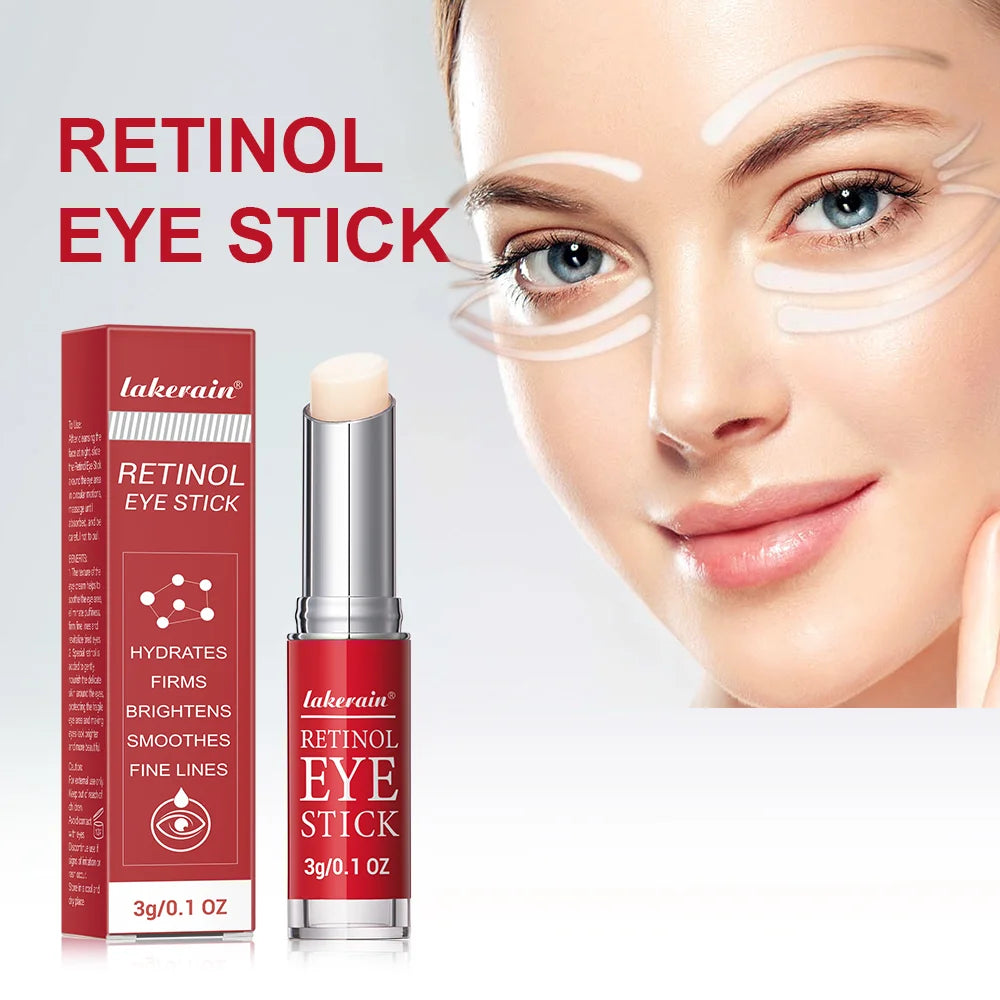 Retinol eye stick with beige balm tip and silver-red container