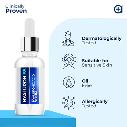 Hyaluron B5 serum bottle with dropper cap for sensitive skin, oil free