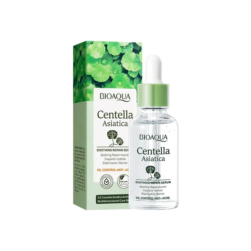 BIOAQUA Centella Asiatica face serum box and bottle with green cap