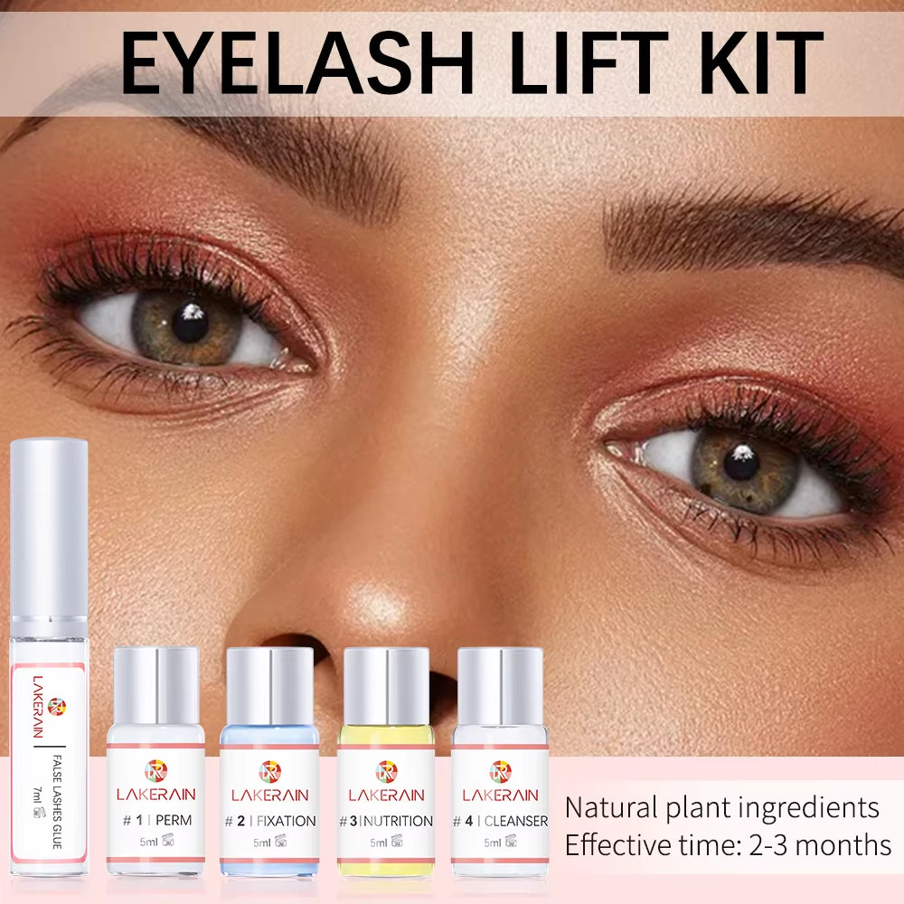 Eyelash Lift kit shown with 4 mini lotion bottles and lash lifting tube