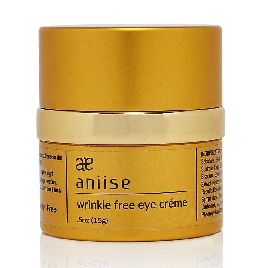 Wrinkle free eye crème jar with yellow body and gold lid, aniiise, 5oz (15g)
