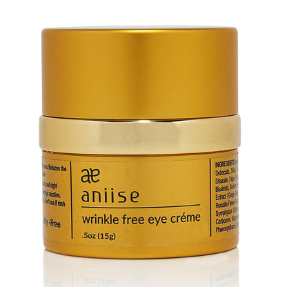 Wrinkle free eye crème jar with yellow body and gold lid, aniiise, 5oz (15g)