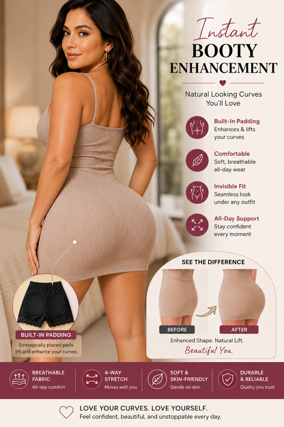 Beige hourglass shaping panty with built-in padding for lifted curves