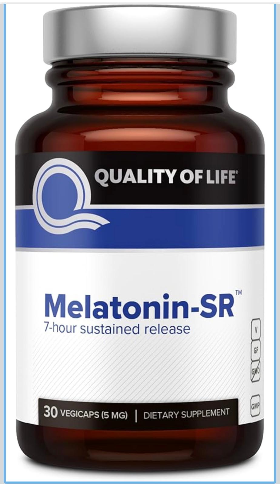 Melatonin-SR 7-hour sustained release, 30 Vegicaps 5 mg bottle front