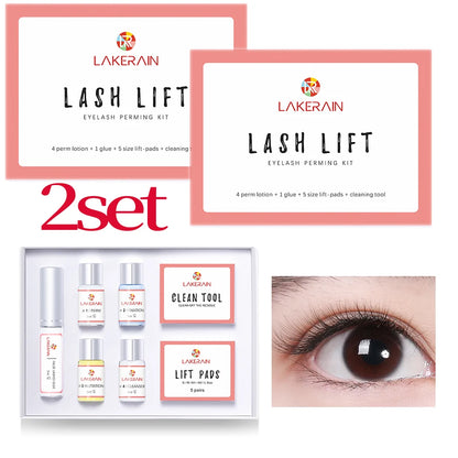 Ash Lift eyelash perming kit 2-set packaging with lift pads and clean tool
