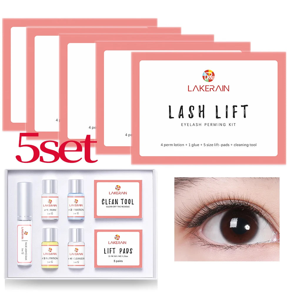 Ash Lift eyelash perming kit 5-set packaging with lift pads and clean tool