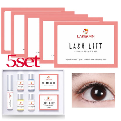 Ash Lift eyelash perming kit 5-set packaging with lift pads and clean tool