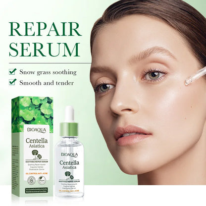 BIOAQUA Centella Asiatica face serum bottle with green cap and box