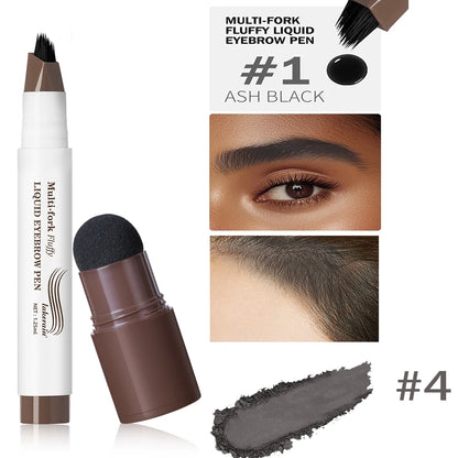 Fluffy eyebrow pen #1 Ash Black with applicator and dark powder smear