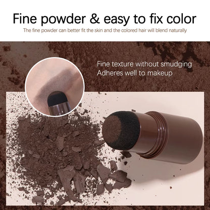 Hairline powder bottle dispensing fine powder; close-up of powder texture