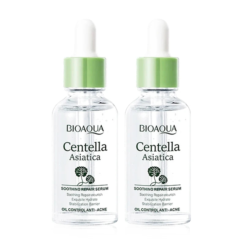 BIOAQUA Centella Asiatica face serum, two bottles with green caps